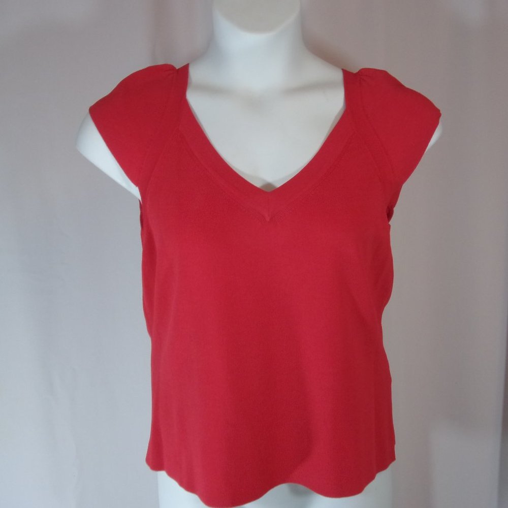 August Silk Knit Top Deep Coral Size XL